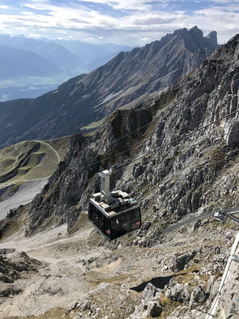 Hafelekarspitze Seilbahn bei der Bergstation